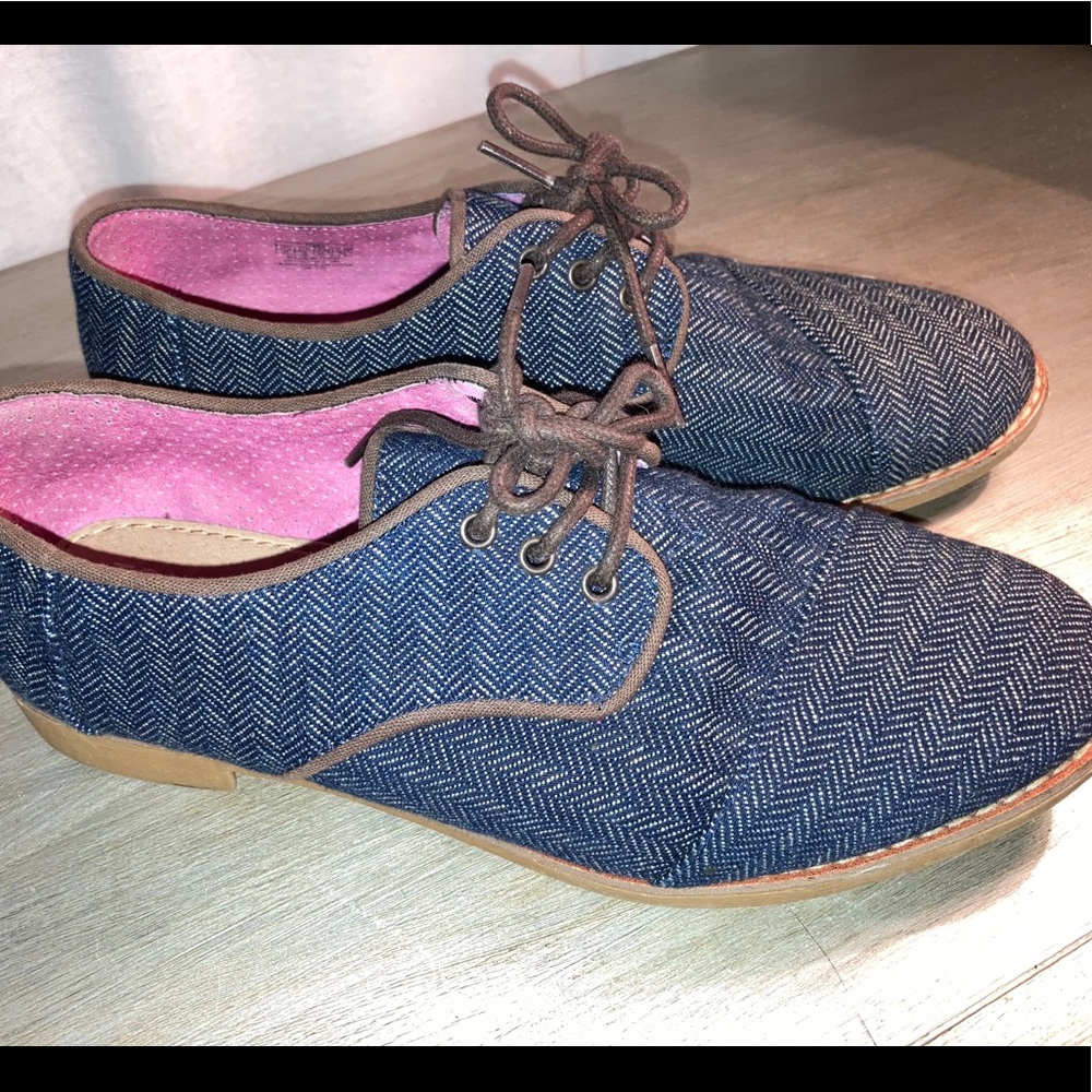 Toms navy herringbone oxfords